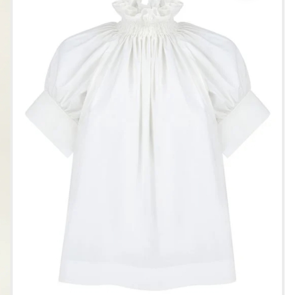 MONICA NERA White Ruffled Blouse